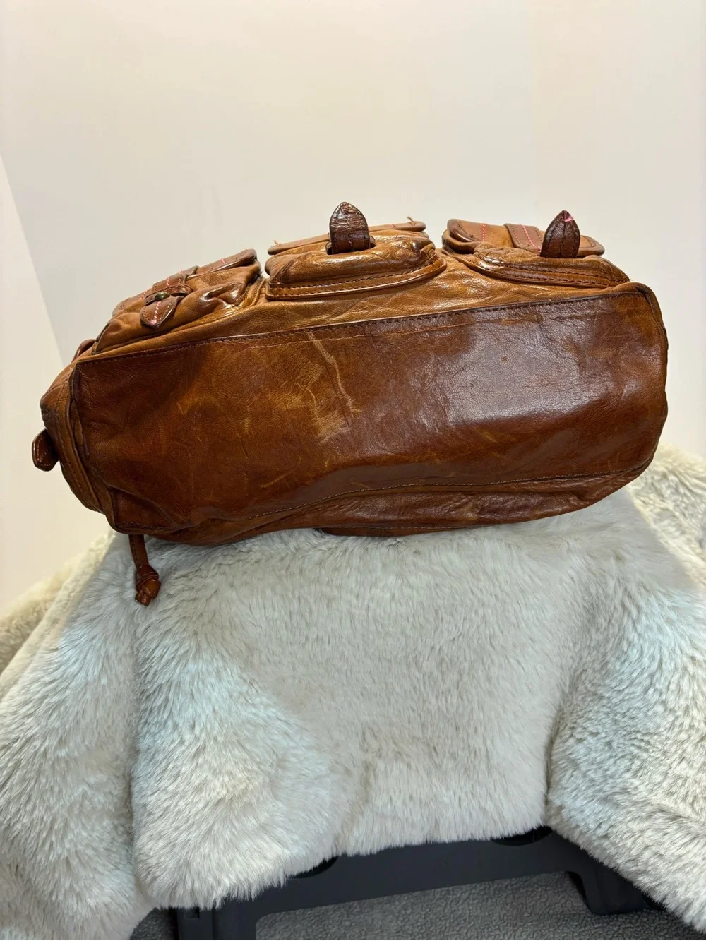 Plenty by Tracy Reese Brown Leather Hobo Bag Boho Y2K Cargo Multi Pocket